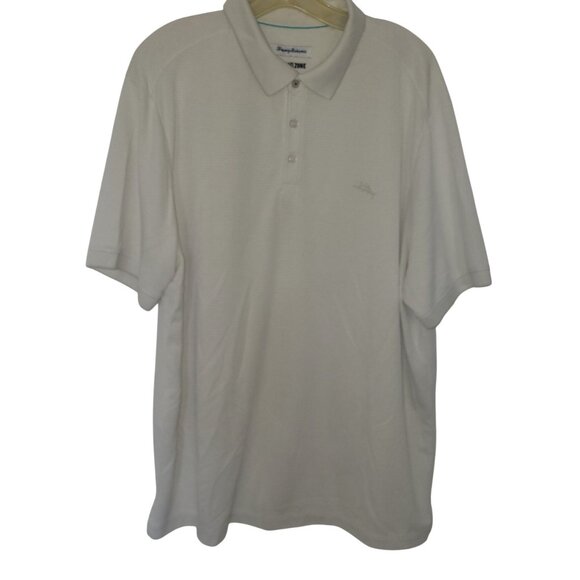 Tommy Bahama Island Zone Mens Polo Shirt XXL White Modal/Poly Blend ribbed - Picture 1 of 5